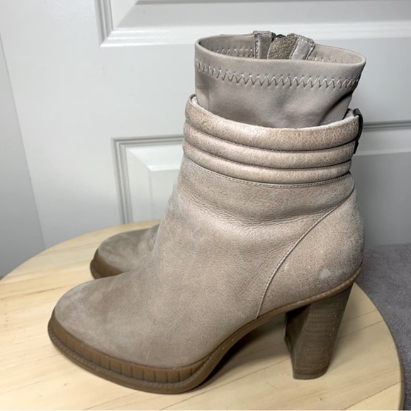RUDSAK Ankle Heeled Booties Distressed Tan Leather Fleeced sz 38 Winter Boots - Picture 5 of 14